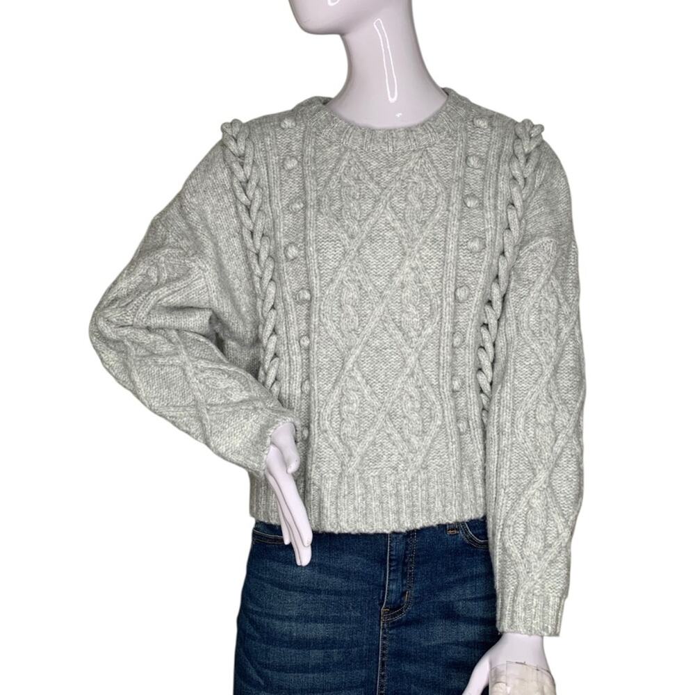 H&M Cable Knit Sweater Marled Grey White Size M